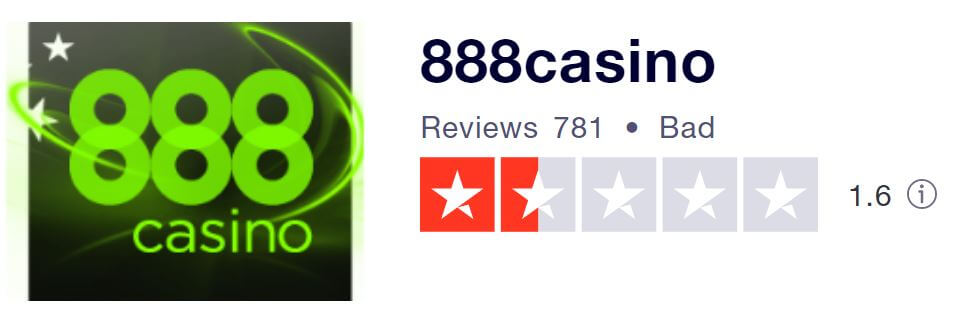 888 Casino TrustPilot score