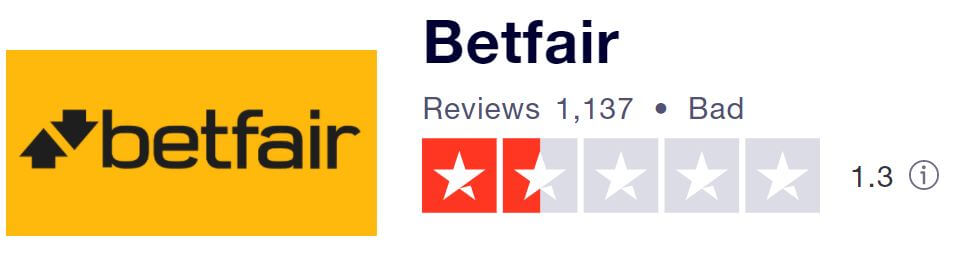 Betfair Casino TrustPilot score