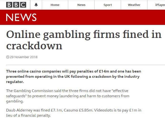 Casumo Casino's fine in 2018