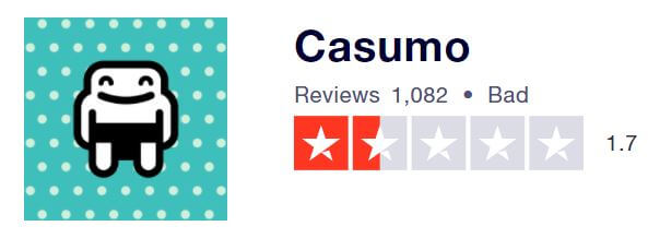 Casumo's TrustPilot score rating