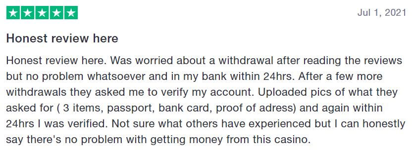 Yeti player review about fast verification & withdrawal