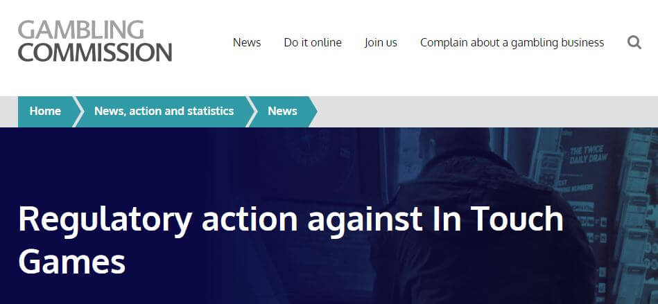 Regulatory action by UKGC against Intouch Games