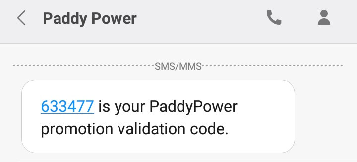 Paddy Power promotion code via SMS