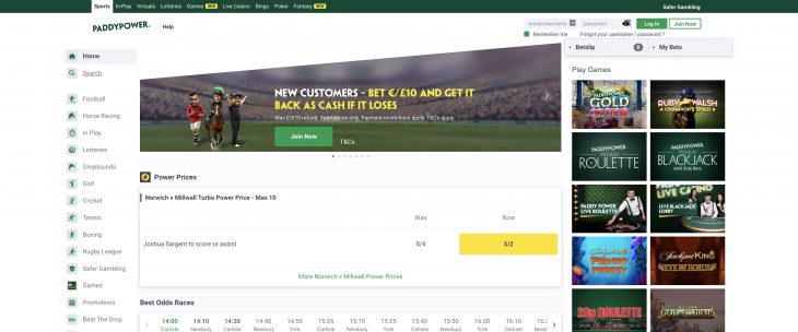 Paddy Power betting site