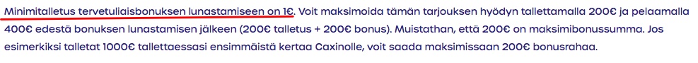 minimitalletus-bonusehdot-caxino