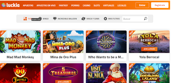Entrada a la web de uno de los mejores casinos online : luckia