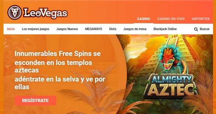 Pagina de entrada a la web del casino en línea LeoVegas