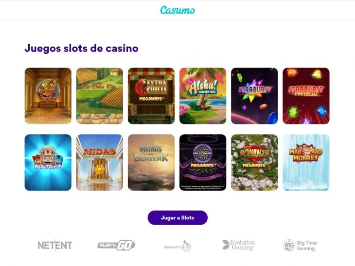 Juegos de slots disponibles en el casino online Casumo