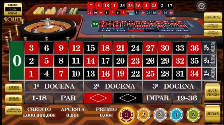 Ejemplo de una ruleta del este casino en línea