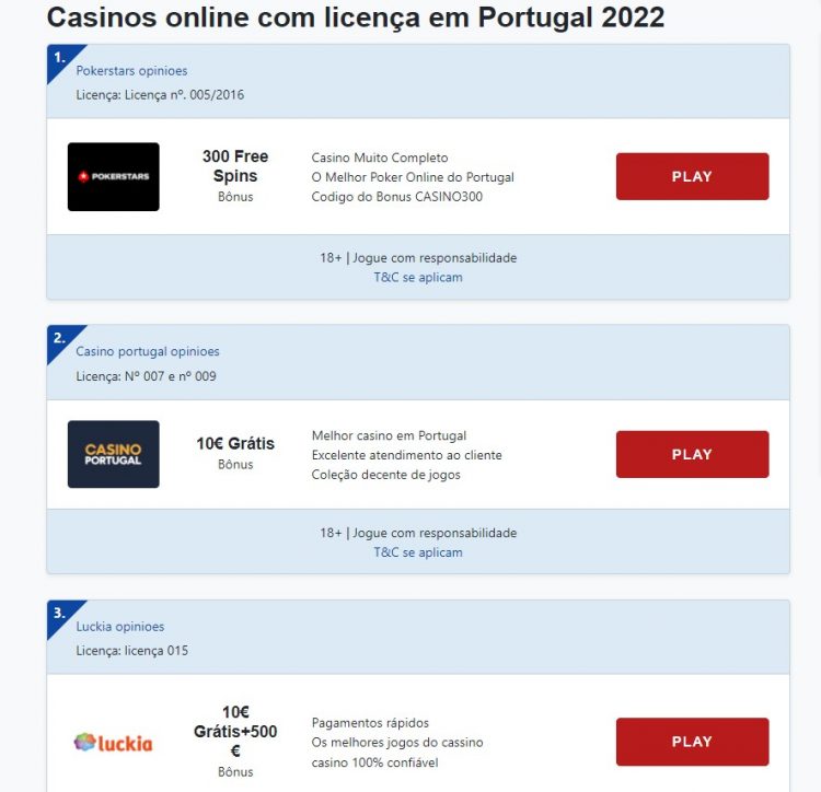 escolher novos casinos online portugal