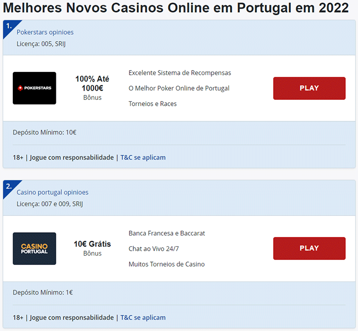 melhores novos casinos online em portugal